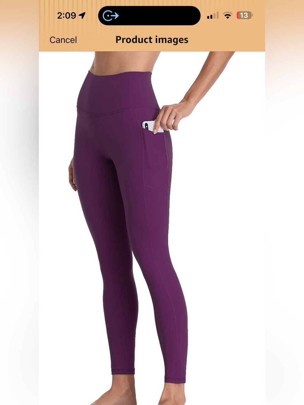 High-Rise Purple Performance Leggings with Side Phone Pocket